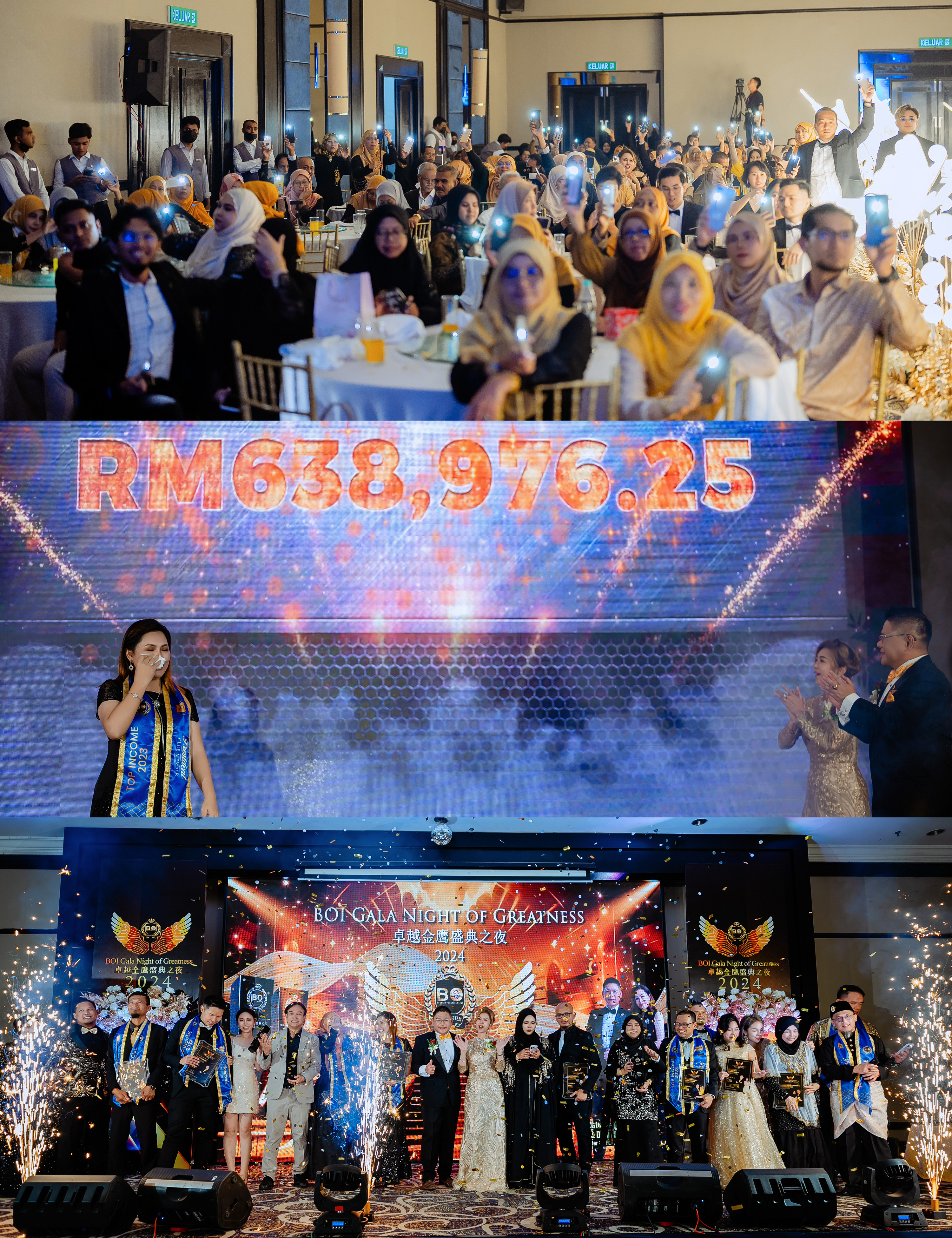 BOInternational Forever Living 2024 Gala Night gala dinner award presentation photo, team memory frame 06, by Famous Bridal Kuantan
