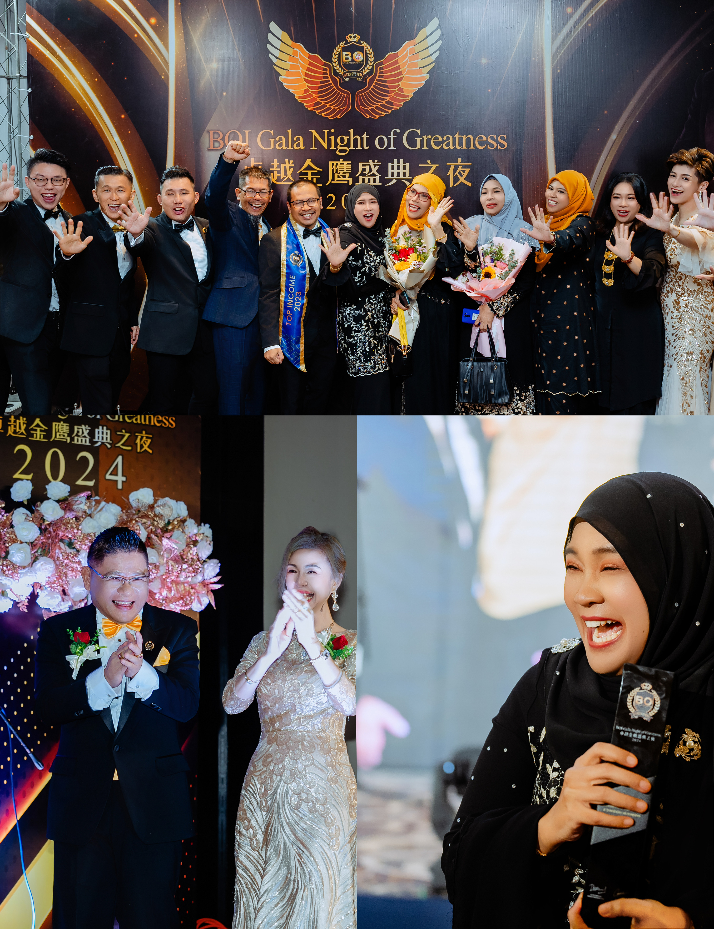 BOInternational Forever Living 2024 Gala Night gala dinner stage speaker photo, reporting image frame 12, by Famous Bridal Kuantan