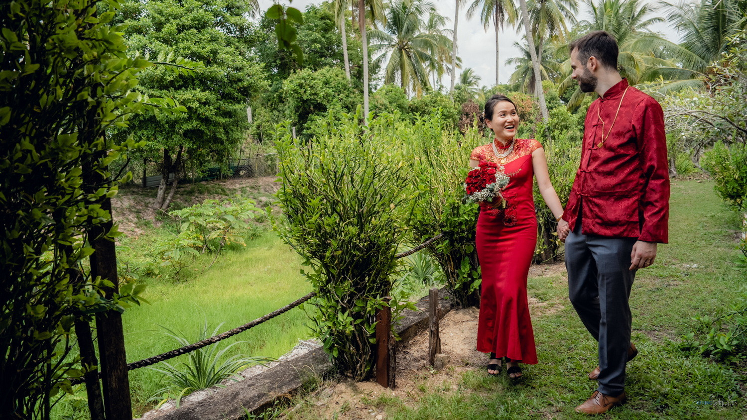 Dario & Adeline bridal bouquet and gown detail, story opener frame 97, by Famous Bridal Kuantan