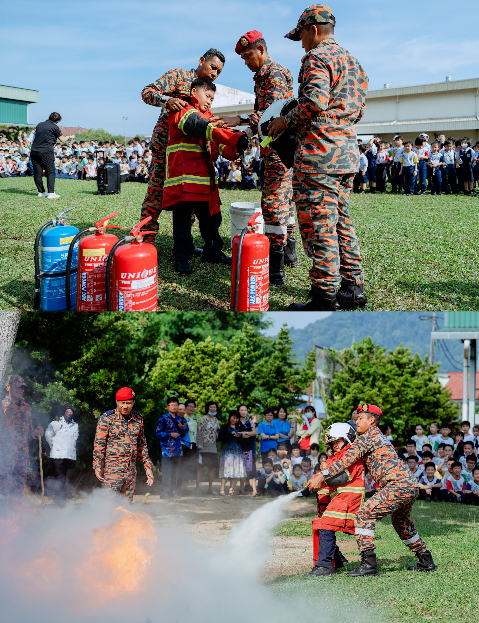 培才华校紧急疏散火警演习 fire drill assembly point photo, people-focused moment frame 10, by Famous Bridal Kuantan