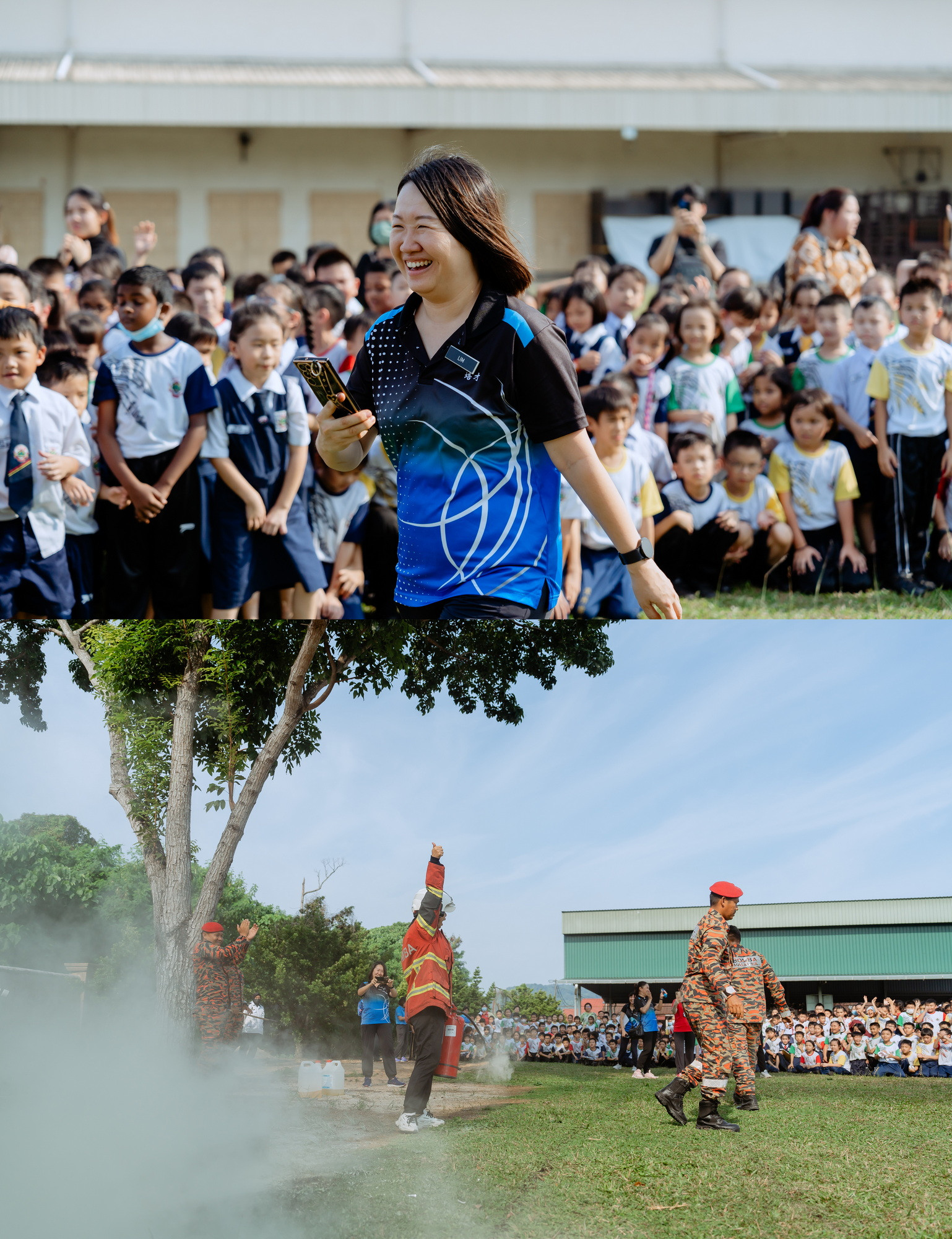 培才华校紧急疏散火警演习 teacher coordination during safety drill, venue context frame 11, by Famous Bridal Kuantan