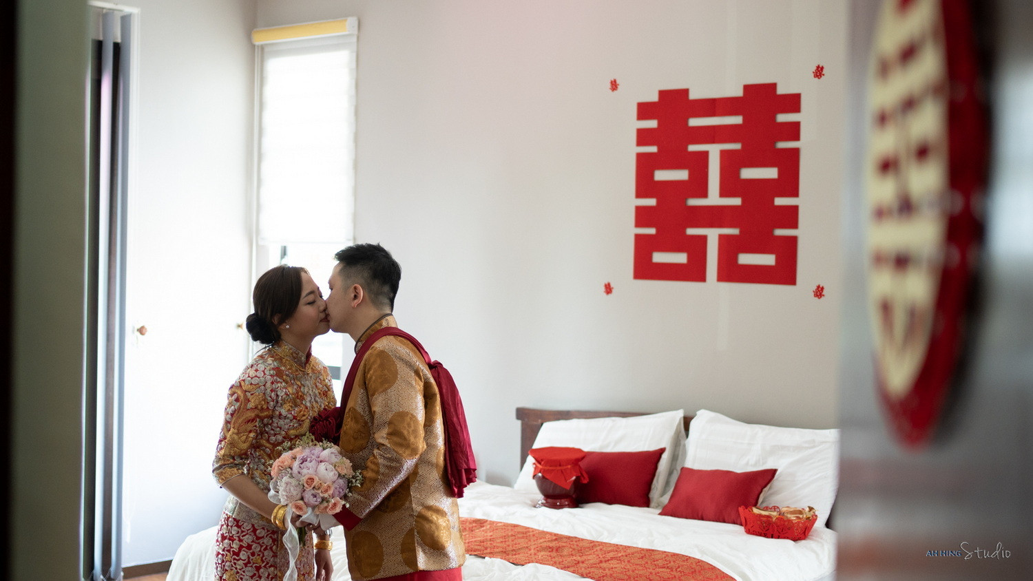 Sam & Jen family blessing wedding portrait, quiet in-between moment frame 26, by Famous Bridal Kuantan