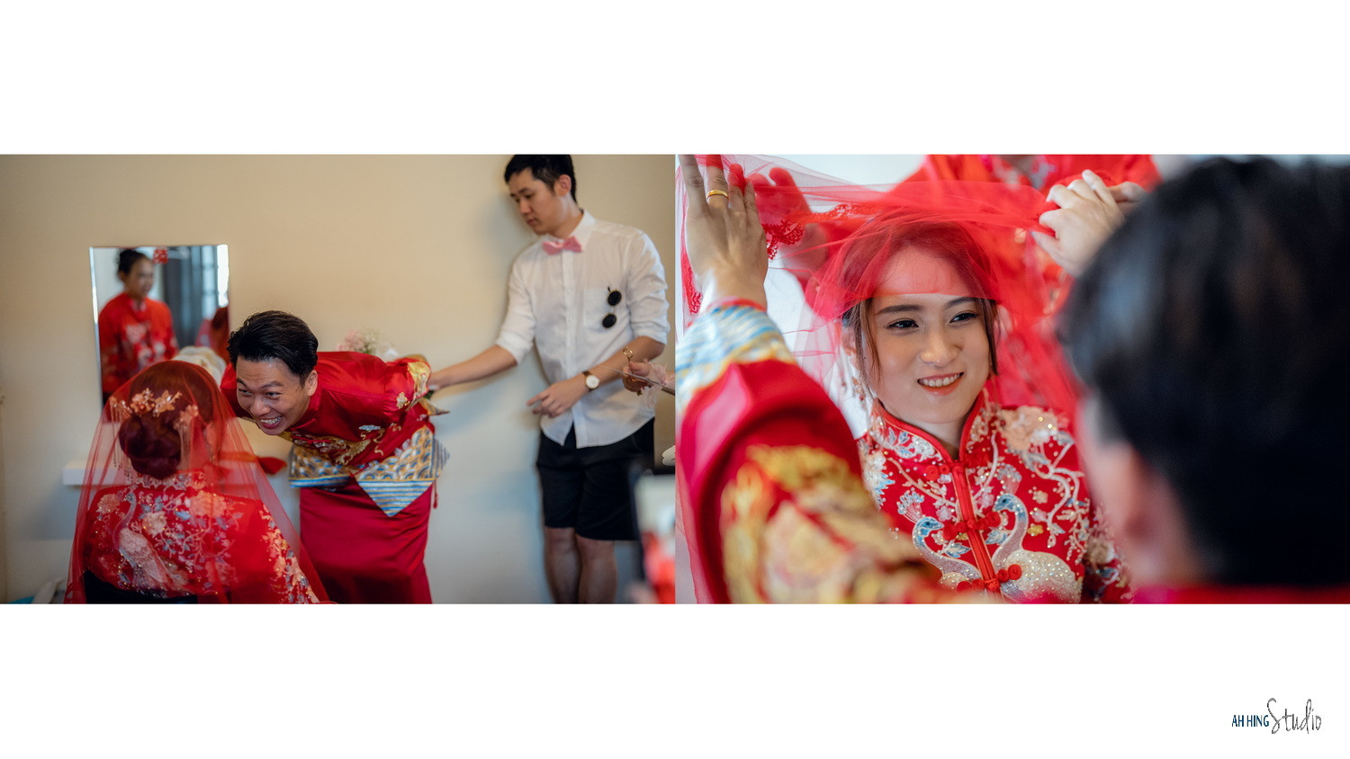 Wuh Hou & Sze Minn bridal bouquet and gown detail, story opener frame 57, by Famous Bridal Kuantan