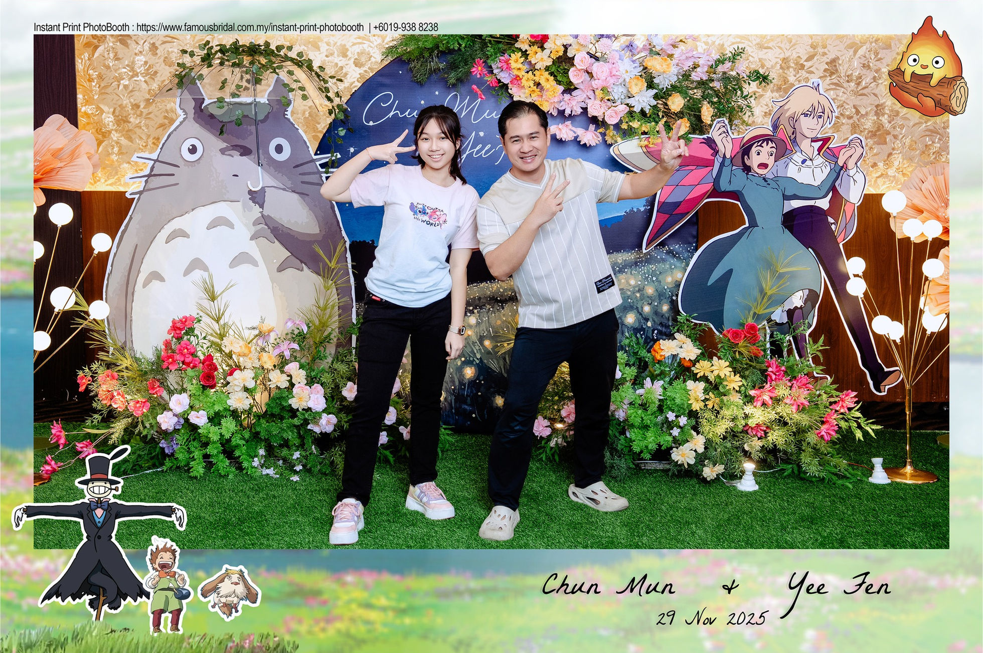 Corporate event instant print photobooth guests with custom frame
