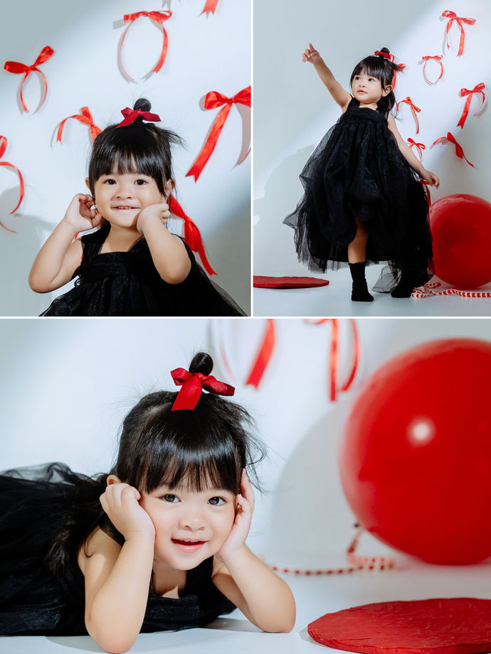 Child superhero theme portrait in Kuantan photo studio
