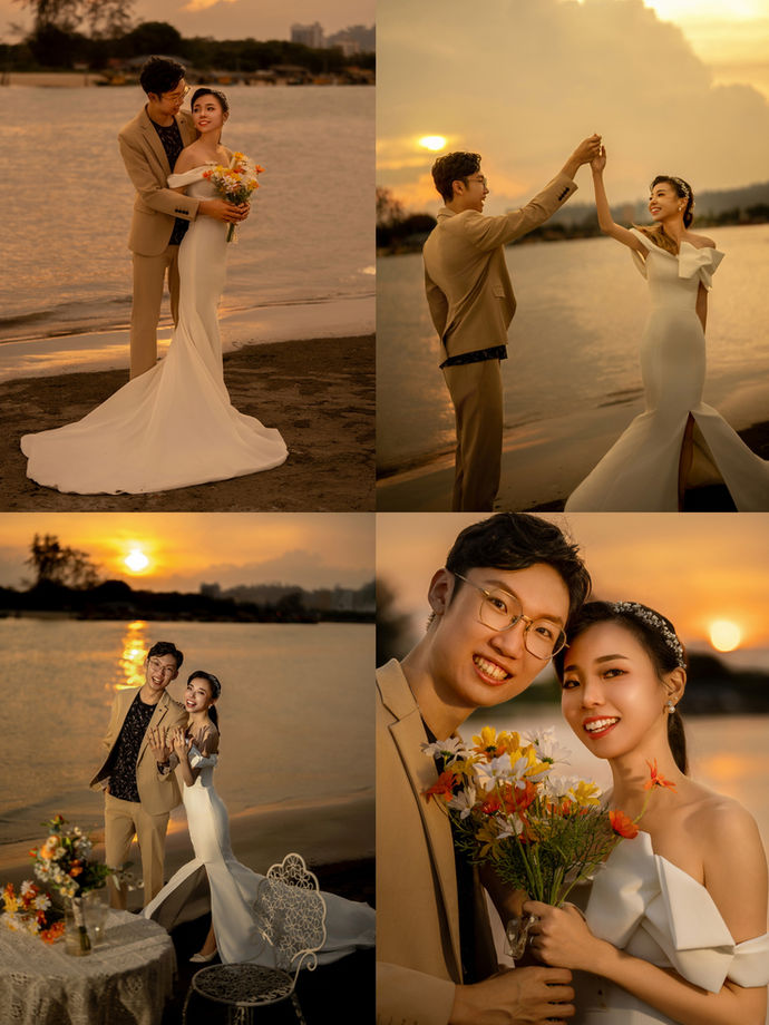 Kuantan beach sunset pre-wedding photo