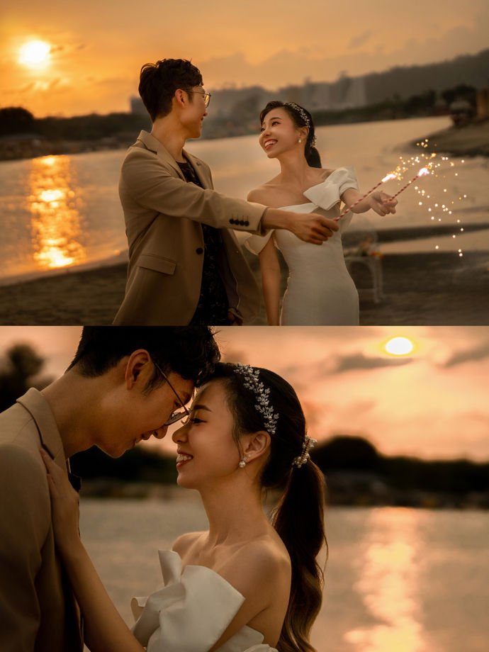 Modern outdoor pre-wedding couple photo in Kuantan city area