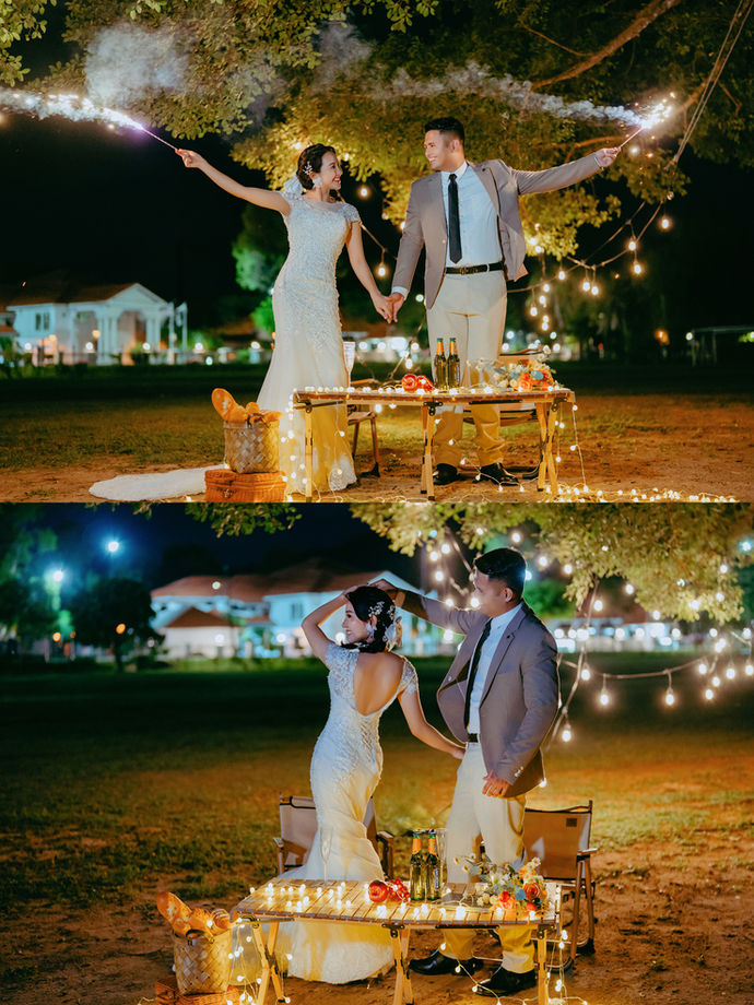 Outdoor pre-wedding bridal portrait with park and city mood