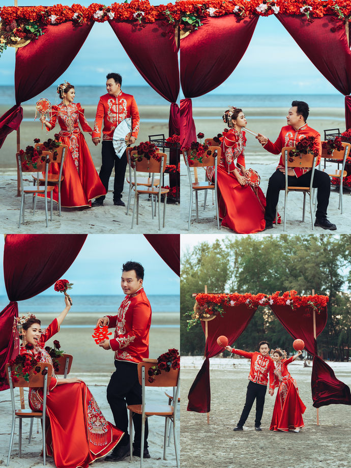 Chinese red bridal outdoor pre-wedding concept in Kuantan